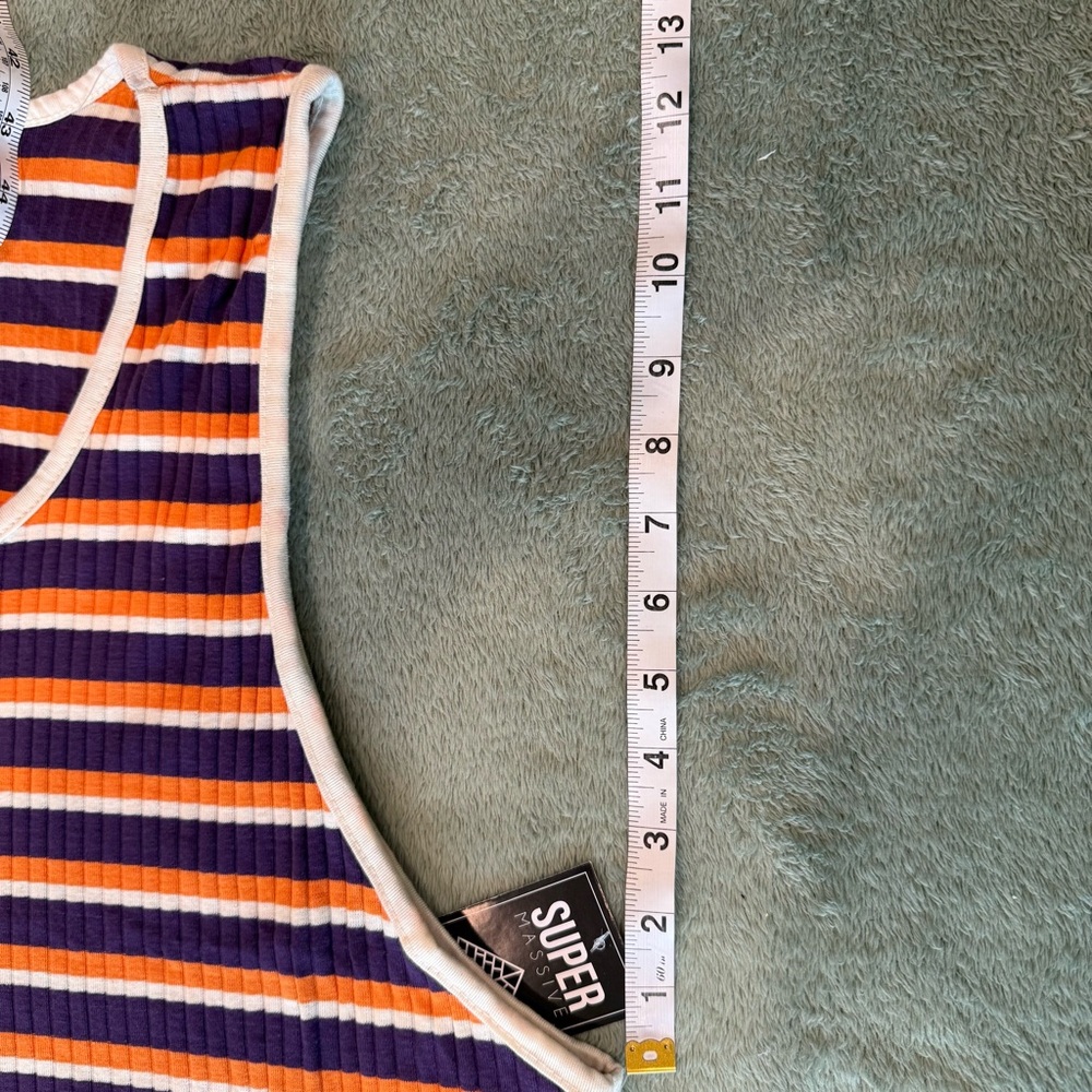 Super Massive Striped Tank Top XL Purple Orange Ribbed Sleeveless NWT - Picture 8 of 9